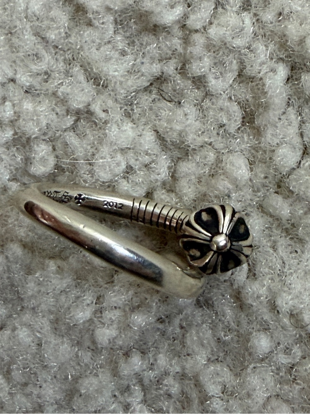 Chrome Hearts 925 Sterling Silver Nail Ring Authentic Adjustable